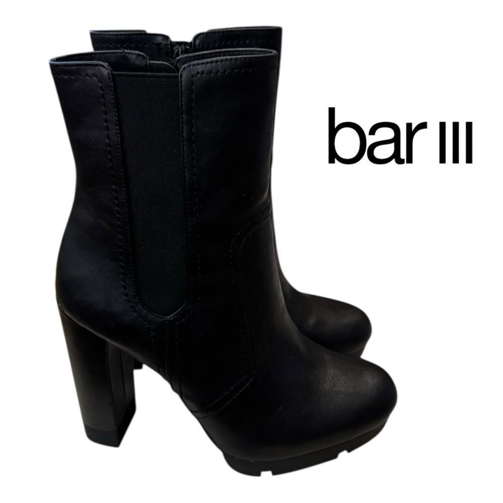 New Bar III Graciiep Women's Black Heeled Ankle Boots Booties 7